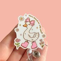 Glitter My Badge Silly goose badge reel for nurse and hospital workers. Badge clip Badge pull - Retractable swivel clip with ...