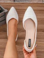 Women's Elegant Pointed Toe Flat Shoes, Soft Sole White Slip on Flats, Lightweight Breathable Comfortable Office Shoes for Wo...