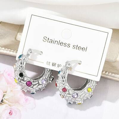 304 Stainless Steel Moon Hoop Earrings