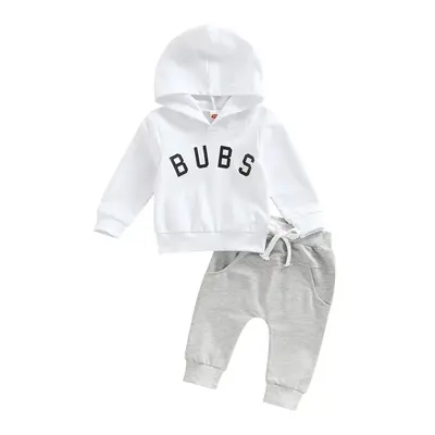 Infant Toddler Baby Boys Outfits Letter Print Long Sleeve Hooded Sweatshirt Pullover Tops+ Jogger Pants Set Toddler Boy Cloth...