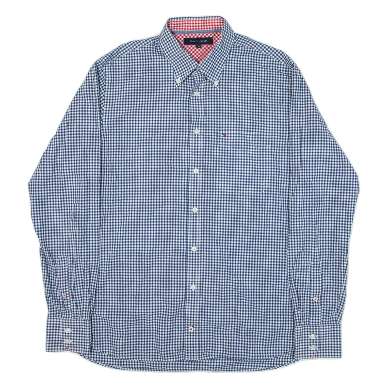 TOMMY HILFIGER Mens Shirt Blue Gingham Long Sleeve M