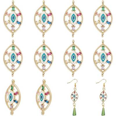 10Pcs Brass Colorful Cubic Zirconia Connector Charms