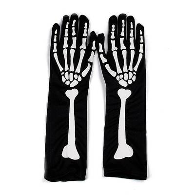 Long Polyester Skeleton Hand Horror Full Finger Gloves
