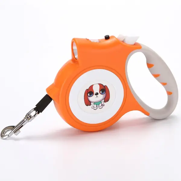 Pet Dog Rope With Light Automatic Traction Belt | Color: Orange