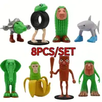 8pcs 1 Set Italian Brainrot Rubber Toy Figures Tung Tung Tung Sahur Tralalero Tralala Decorative Sculptures, Desktop Ornament...