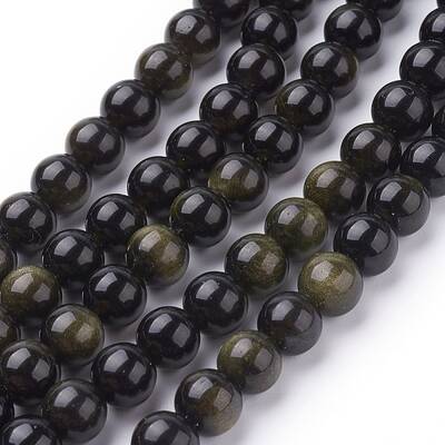 Natural Golden Sheen Obsidian Beads Strands