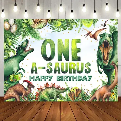 One A Saurus Jungel Greeny Happy Birthday Backdrop - Aperturee