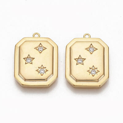 Brass Micro Pave Clear Cubic Zirconia Pendants
