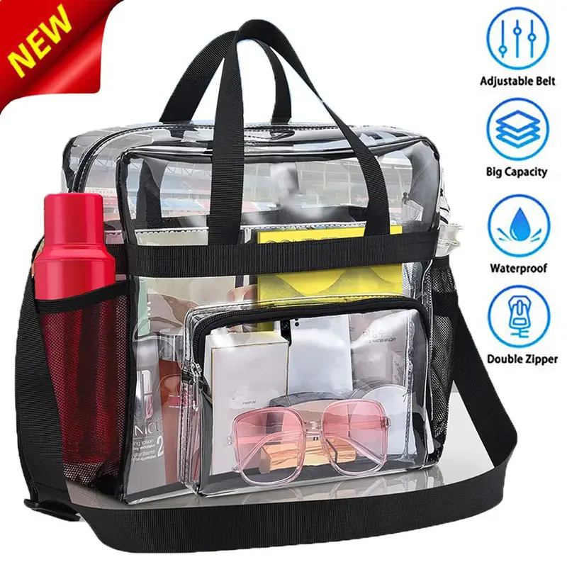 Clear bags Stadium Approved Clear Tote Bag with Zipper Closure Crossbody Messenger Shoulder Bag with Adjustable Strap