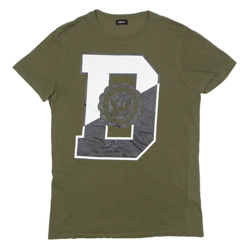 DIESEL Mens T-Shirt Green Crew Neck M