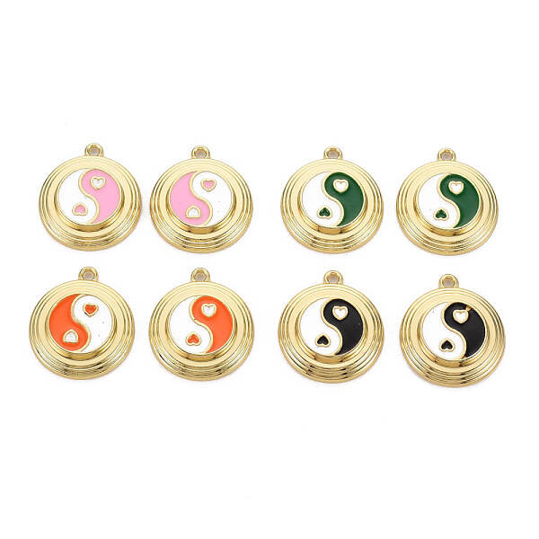 Rack Plating Light Gold Alloy Enamel Pendants