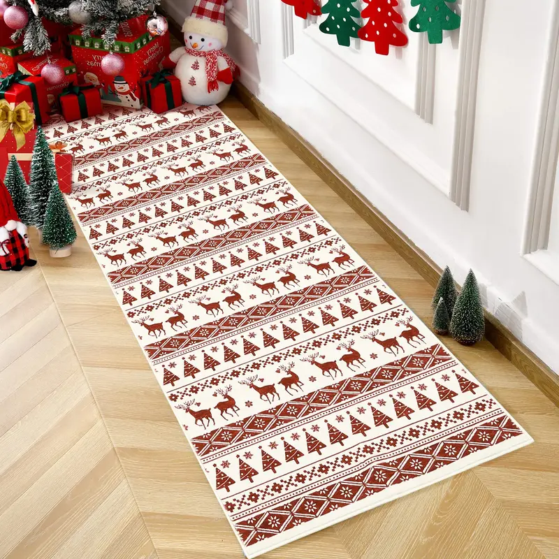 Garvee Christmas Red&White Hallway Runner Rug 2x6 Washable Hallway Carpet Snowflake Holiday Decor Accent Rug Boho Non Slip Lo...