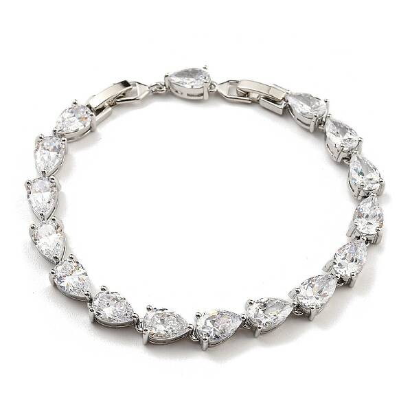 Rack Plating Brass Pave Cubic Zirconia Teardrop Links Bracelets for Women