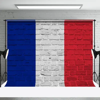 French Flag Retro Brick Wall Sports Olympic Backdrop