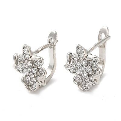 Clear Cubic Zirconia Flower Hoop Earrings