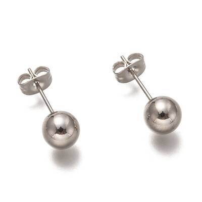 Non-Tarnish 304 Stainless Steel Ball Stud Earrings