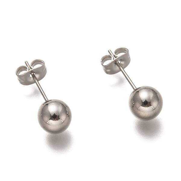 Non-Tarnish 304 Stainless Steel Ball Stud Earrings
