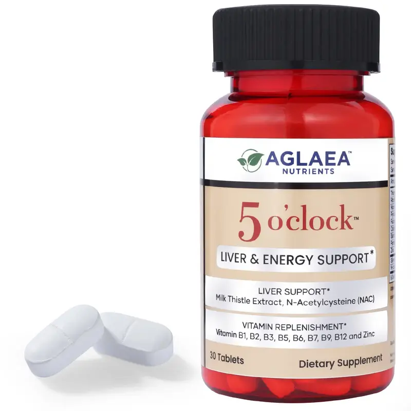 Aglaea Nutrients 5 O'clock Liver & Energy Support with B Complex Zinc Milk Thistle & NAC for Adults 30 Tablets - Vitamin