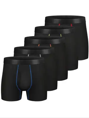 Men's Solid Color Top Stitching Trunk with Fly,casual Comfy Breathable Underwear for Daily Wear, Men's Underwear for All Seas...