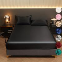 Solid Color Satin Fitted Sheet Set, 3 Counts/set Including 1 Fitted Sheet & 2 Pillowcase, Soft Breathable Bedding Set for Bed...