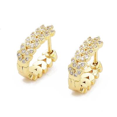 Clear Cubic Zirconia Leaf Hoop Earring