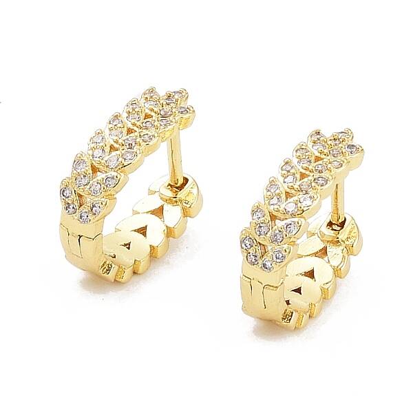 Clear Cubic Zirconia Leaf Hoop Earring