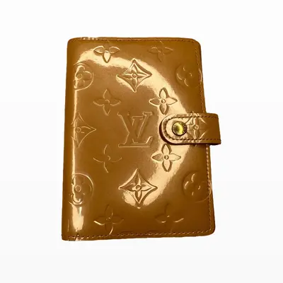 Pre-owned Louis Vuitton Leather small leather goods Vernis Monogram PM Ring Agenda Cover GOLD