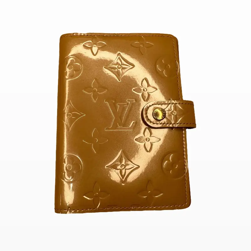 Pre-owned Louis Vuitton Leather small leather goods Vernis Monogram PM Ring Agenda Cover GOLD