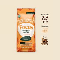Focus Mushroom Coffee, Organic Ground Coffee with Lion's Mane and Chaga Mushroom, 12oz Bag