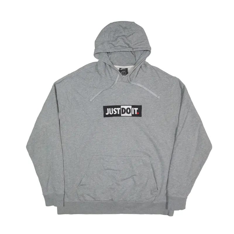 NIKE Just Do It Hoodie Grey Pullover Mens 2XL