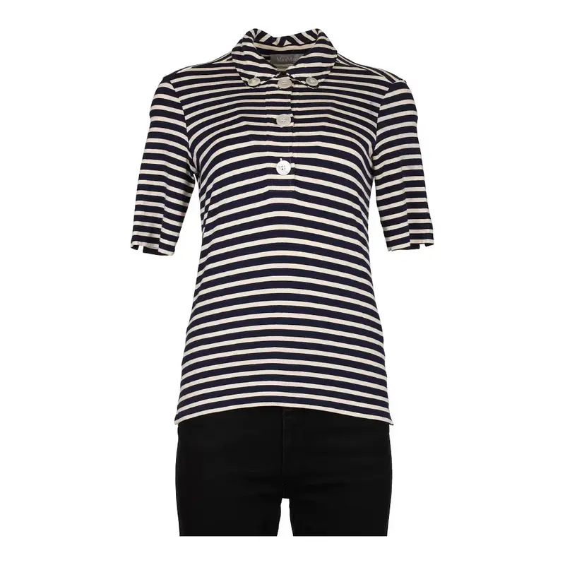 Max Mara Striped Blouse - Medium Black & White Cotton Blend