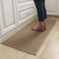 Washable Non-slip Kitchen Rug, 2 Counts Faux Leather Sisal Running Rug, Faux Woven Kitchen Mat for Home Dormitory Bathroom Ho...