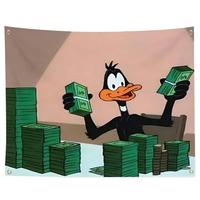 Cartoon Duck Cash Funny 3x5Ft Flag Tapestry for Dorm Room Decor Gym Parties Bedroom Garage Banner with 4 Brass Gromments funn...