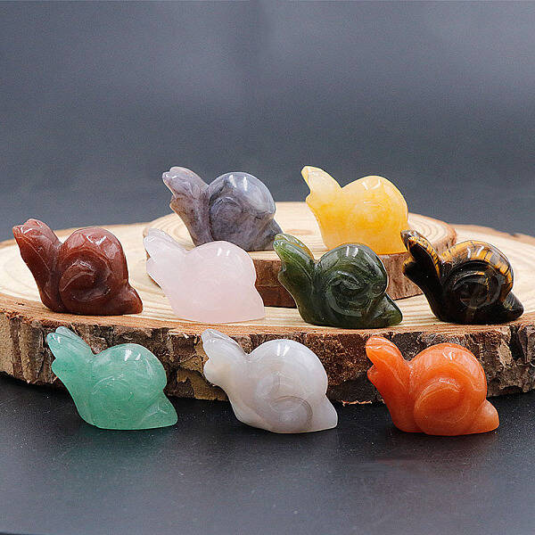 Natural Gemstone Carved Healing Snail Figurines