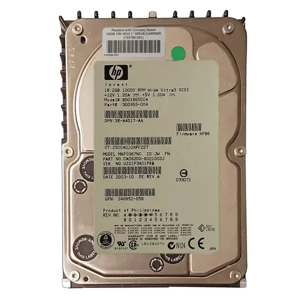 152190-001 HP 18.2GB Wide Ultra3 SCSI 10000 3.5-inch Hard Drive