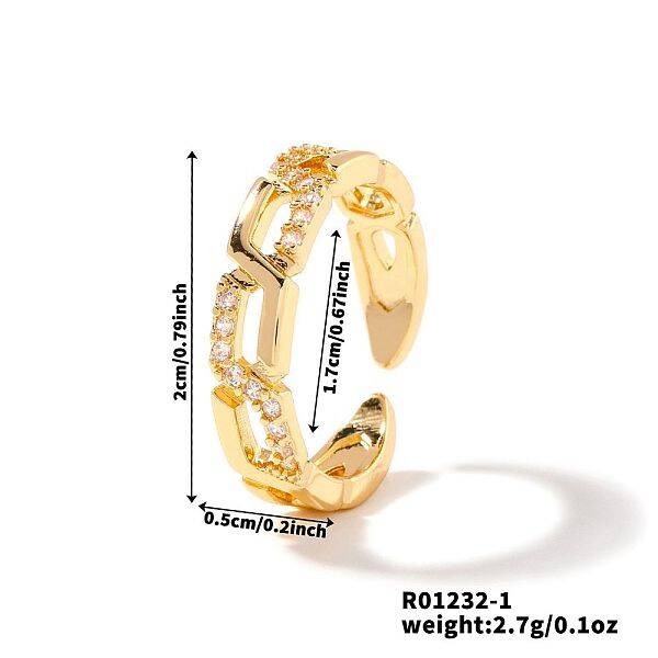 Hip Hop Style Brass  Micro Pave Cubic Zirconia Open Cuff Rings For Women