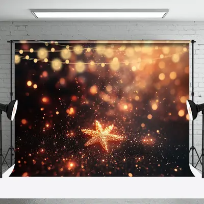 Star Shining Black Sand Light Bokeh Photo Backdrop - Aperturee
