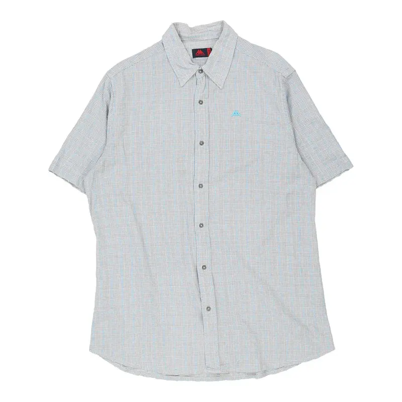 Kappa Checked Short Sleeve Shirt - 2XL Blue Cotton