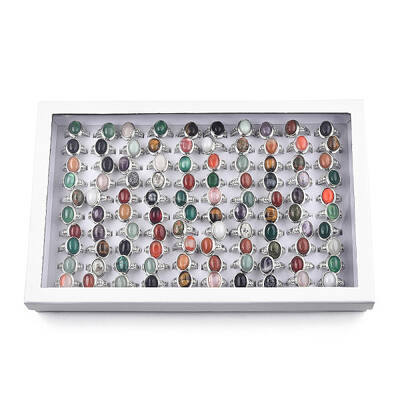 Natural Mixed Gemstone Oval Finger Rings