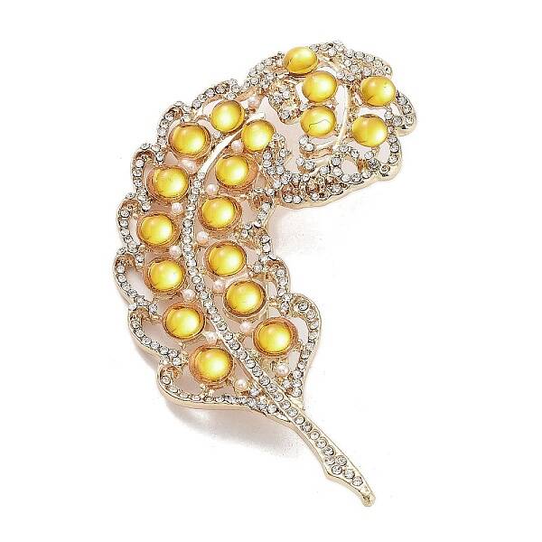 Leaf Alloy Pave Acrylic Rhinestone Brooch