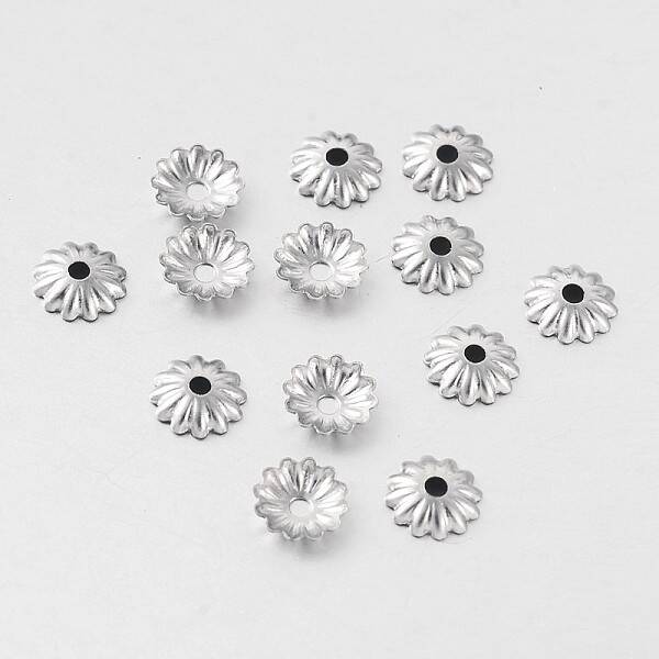 Tarnish Resistant Multi-Petal 316 Surgical Stainless Steel Flower Bead Caps