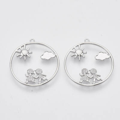 Brass Micro Pave Clear Cubic Zirconia Pendants