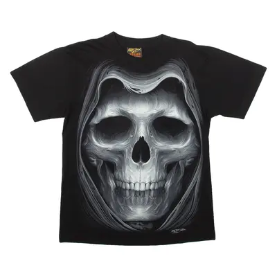 HIGH DEFINITION Skull Mens Biker T-Shirt Black Crew Neck M