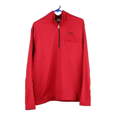 Nike 1/4 Zip - Large Red Polyester