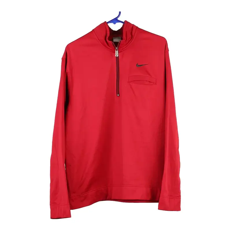 Nike 1/4 Zip - Large Red Polyester