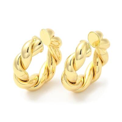 Rack Plating Brass Twist Rope Cuff Earrings for Women
