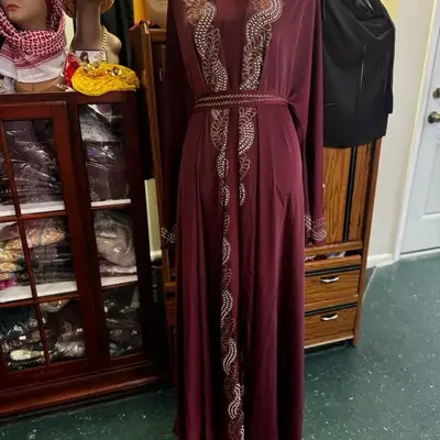 Dubai Crystal Abaya - Detailed Trim and Fringe Design