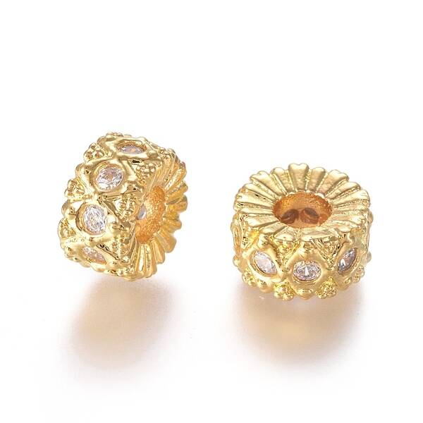 Brass Micro Pave Cubic Zirconia Spacer Beads