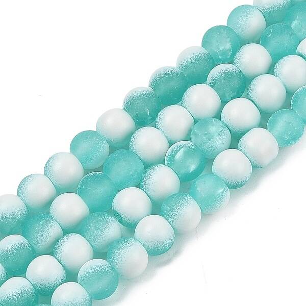 Frosted Crackle Glass Beads Strands