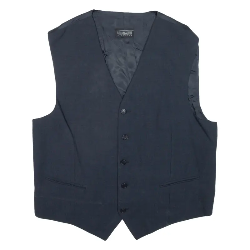 CARLO PIGNATELLI Waistcoat Blazer Gilet Blue Wool Mens L